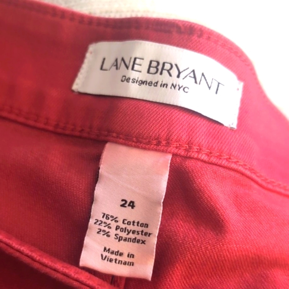 NWT Lane Bryant Girlfriend Shorts Red Plus Size 24 | Stretch Mid-Rise Denim - Picture 7 of 14
